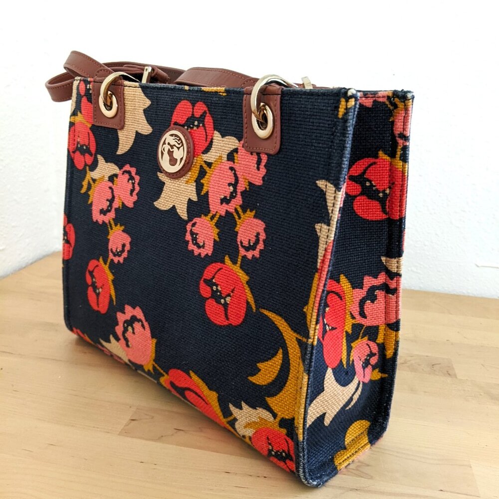 Spartina 449 Daufuskie Island Mermaid Linen & Leather Tote Bag / Purse - Medium